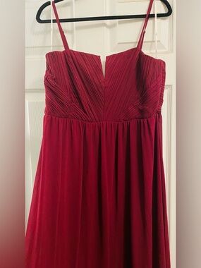 Lulus Red Spaghetti Strap Pleated Bust Maxi Dress
